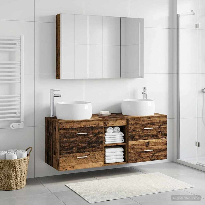 Set de mobilier pentru baie 4 pcs Lemn vechi WALTI