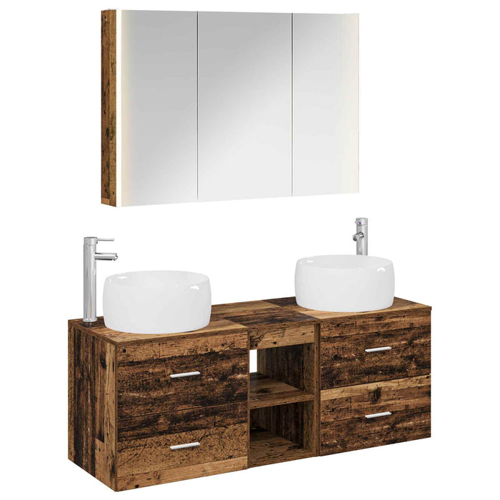 Set de mobilier pentru baie 4 pcs Lemn vechi WALTI