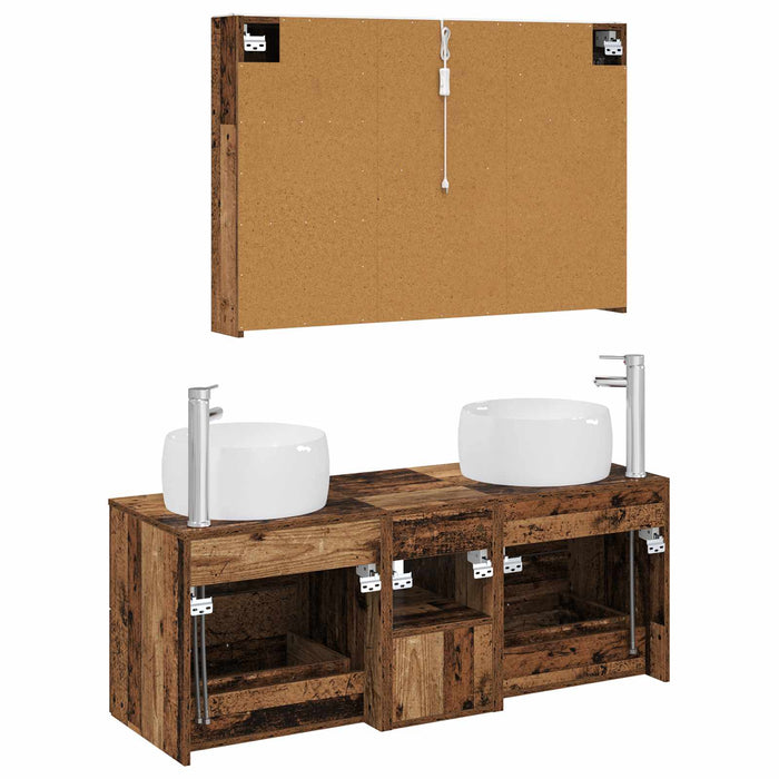 Set de mobilier pentru baie 4 pcs Lemn vechi WALTI