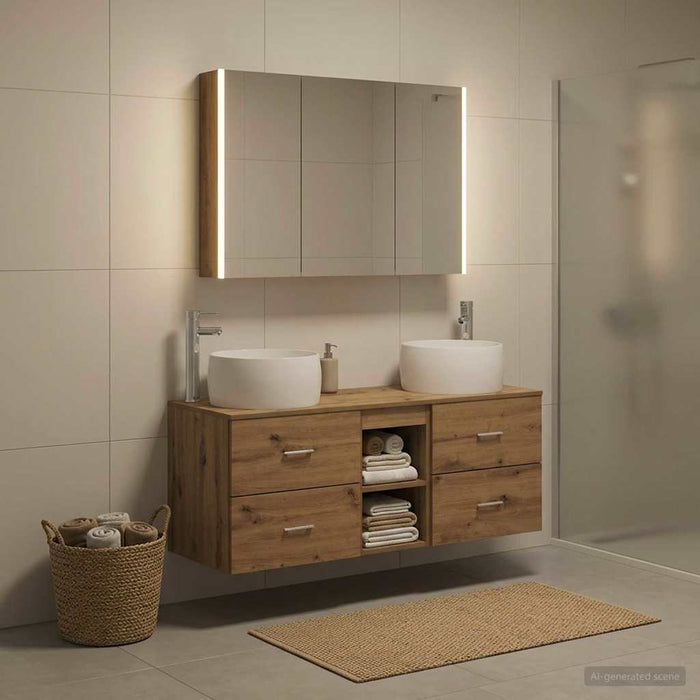 Set de mobilier pentru baie 4 buc. Stejar Artizanal WALTI