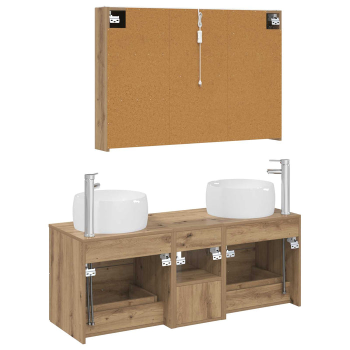 Set de mobilier pentru baie 4 pcs Stejar Artizanal WALTI