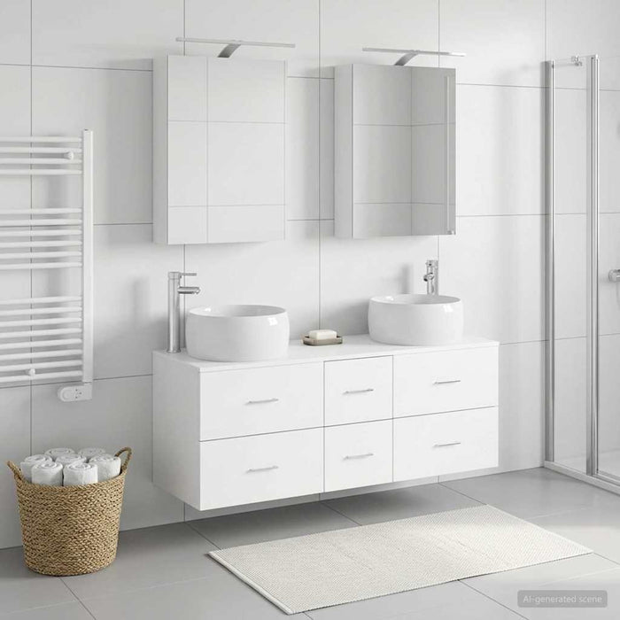 Set de mobilier pentru baie 5 pcs Alb Lemn prelucrat și sticlă WALTI