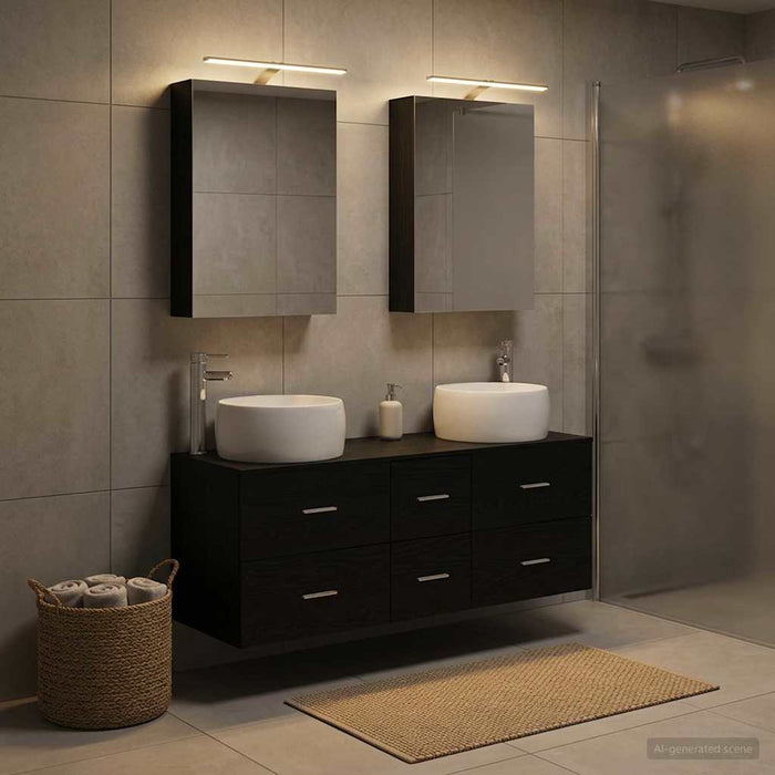 Set de mobilier pentru baie 5 buc. Stejar Negru - WALTI WALTI