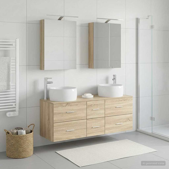 Set de mobilier pentru baie 5 pcs Stejar Sonoma WALTI