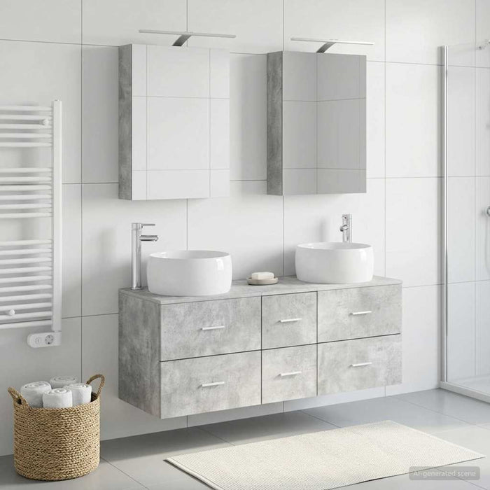 Set de mobilier pentru baie 5 pcs Gri Beton WALTI