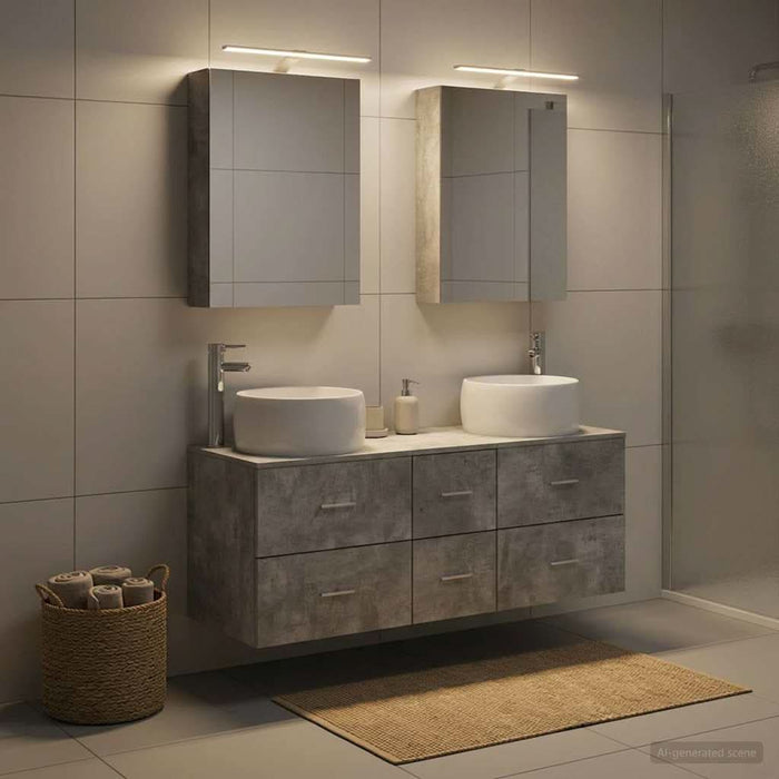 Set de mobilier pentru baie 5 buc. Gri Beton WALTI