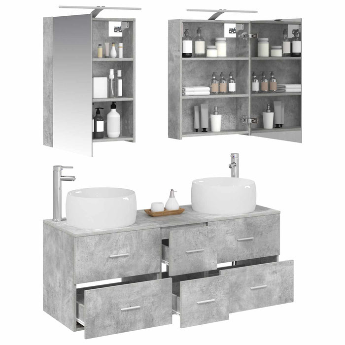 Set de mobilier pentru baie 5 pcs Gri Beton WALTI