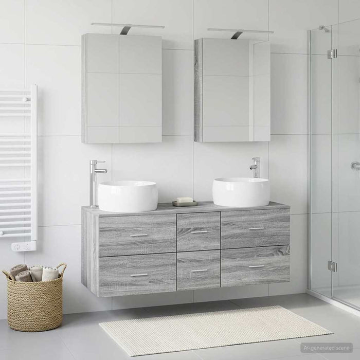 Set de mobilier pentru baie 5 pcs Sonoma gri WALTI