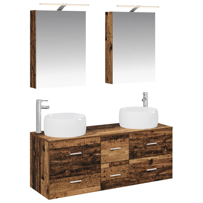 Set de mobilier pentru baie 5 pcs Lemn vechi WALTI