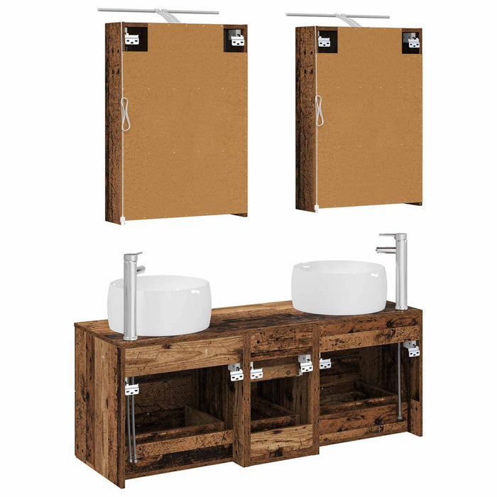 Set de mobilier pentru baie 5 pcs Lemn vechi WALTI