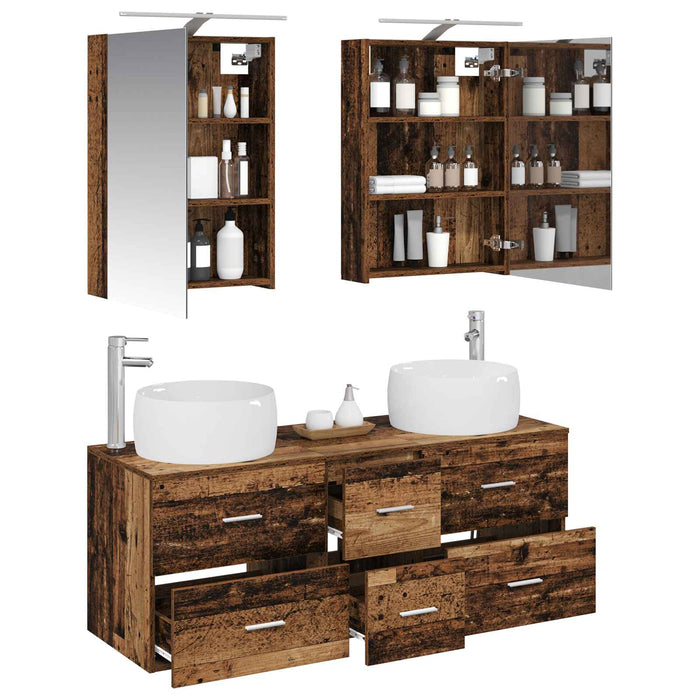 Set de mobilier pentru baie 5 pcs Lemn vechi WALTI