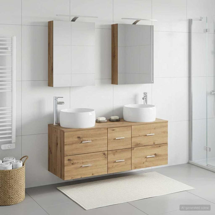 Set de mobilier pentru baie 5 buc. Stejar Artizanal WALTI