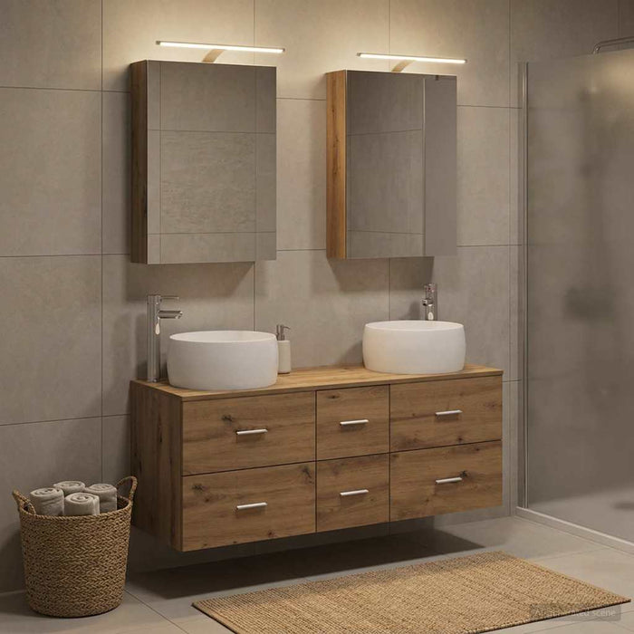 Set de mobilier pentru baie 5 buc. Stejar Artizanal WALTI