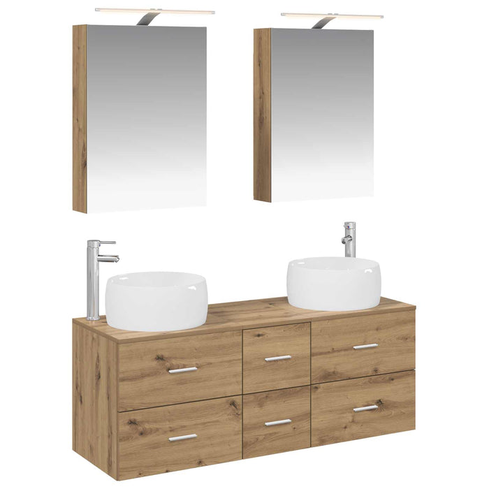 Set de mobilier pentru baie 5 pcs Stejar Artizanal WALTI