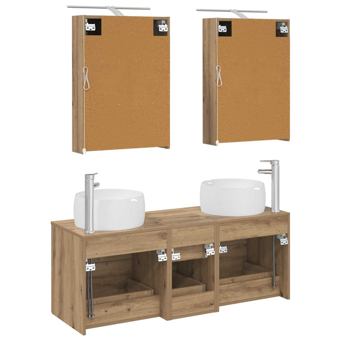 Set de mobilier pentru baie 5 pcs Stejar Artizanal WALTI