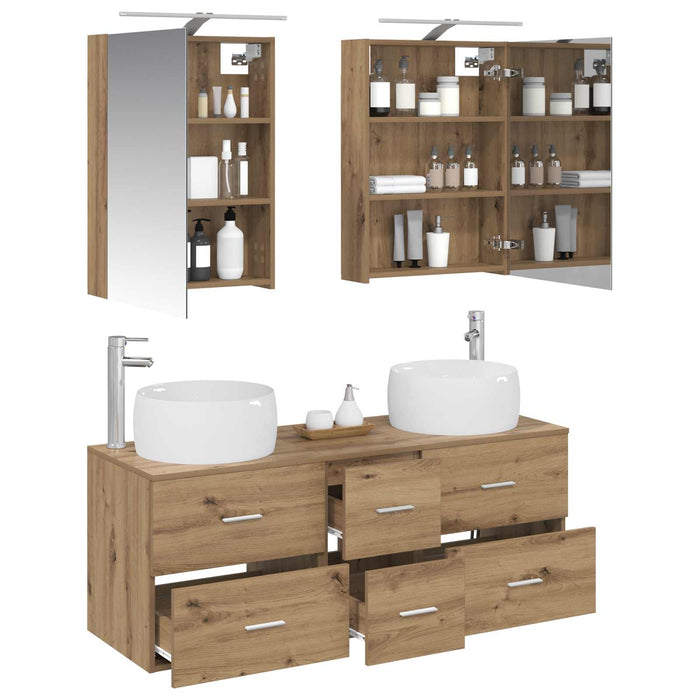 Set de mobilier pentru baie 5 pcs Stejar Artizanal WALTI