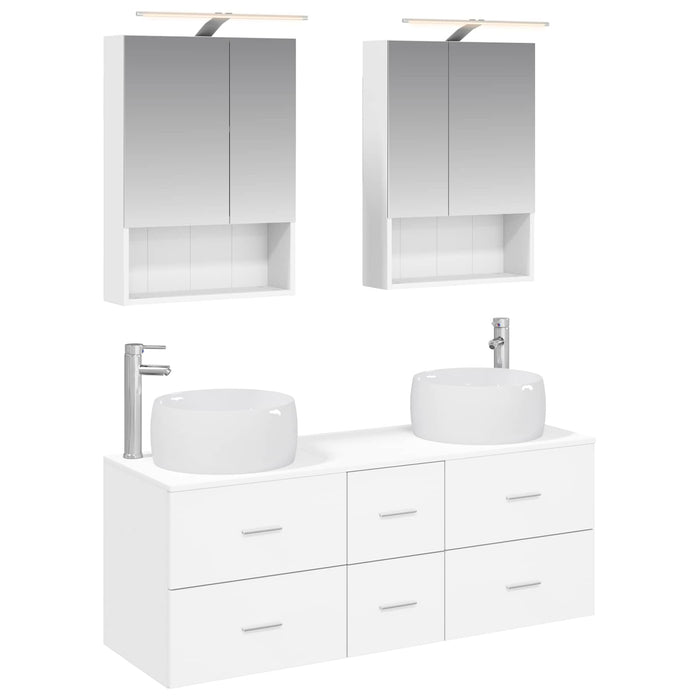 Set de mobilier pentru baie 5 pcs Alb Lemn prelucrat și sticlă WALTI