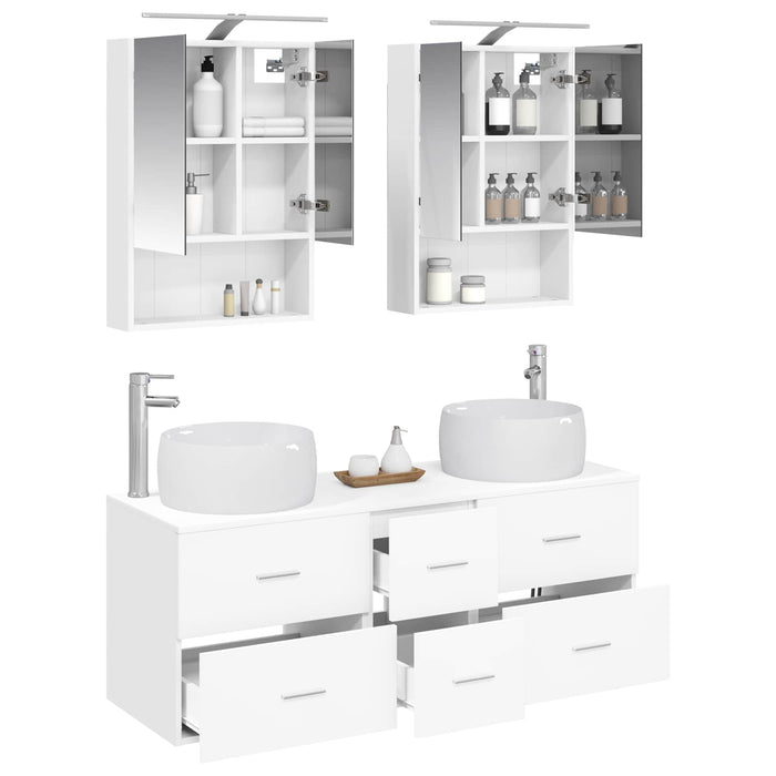 Set de mobilier pentru baie 5 pcs Alb Lemn prelucrat și sticlă WALTI