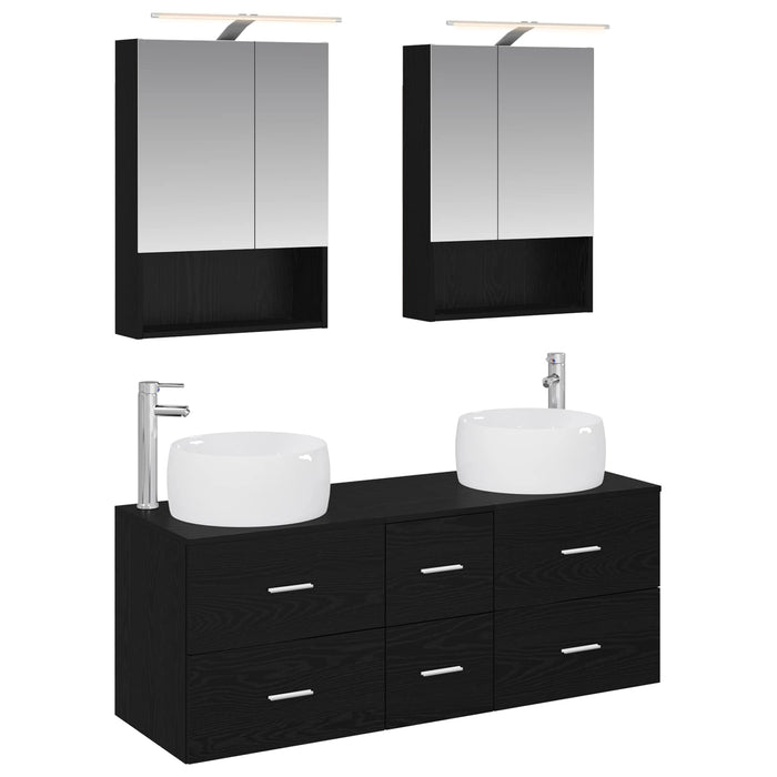Set de mobilier pentru baie 5 pcs Stejar Negru WALTI