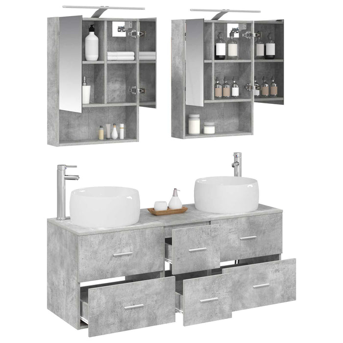 Set de mobilier pentru baie 5 pcs Gri Beton WALTI