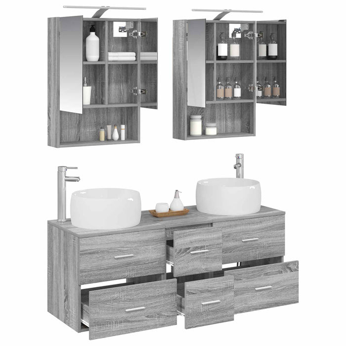 Set de mobilier pentru baie 5 pcs Sonoma gri WALTI