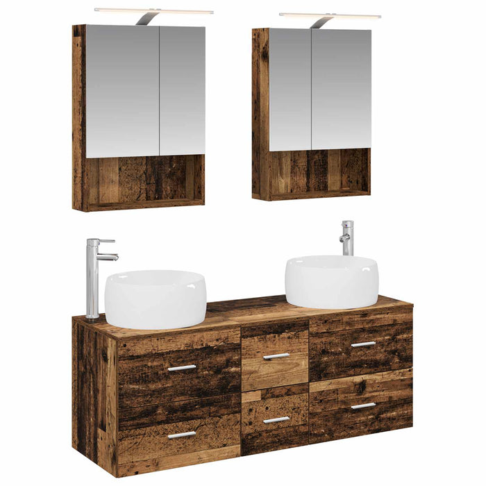 Set de mobilier pentru baie 5 pcs Lemn vechi WALTI