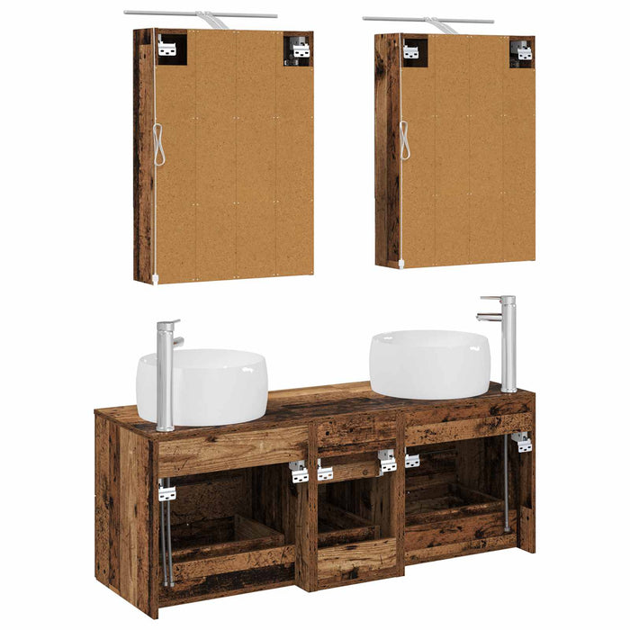 Set de mobilier pentru baie 5 pcs Lemn vechi WALTI