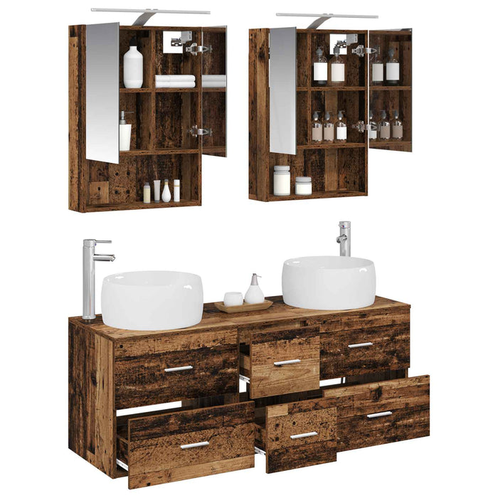 Set de mobilier pentru baie 5 pcs Lemn vechi WALTI
