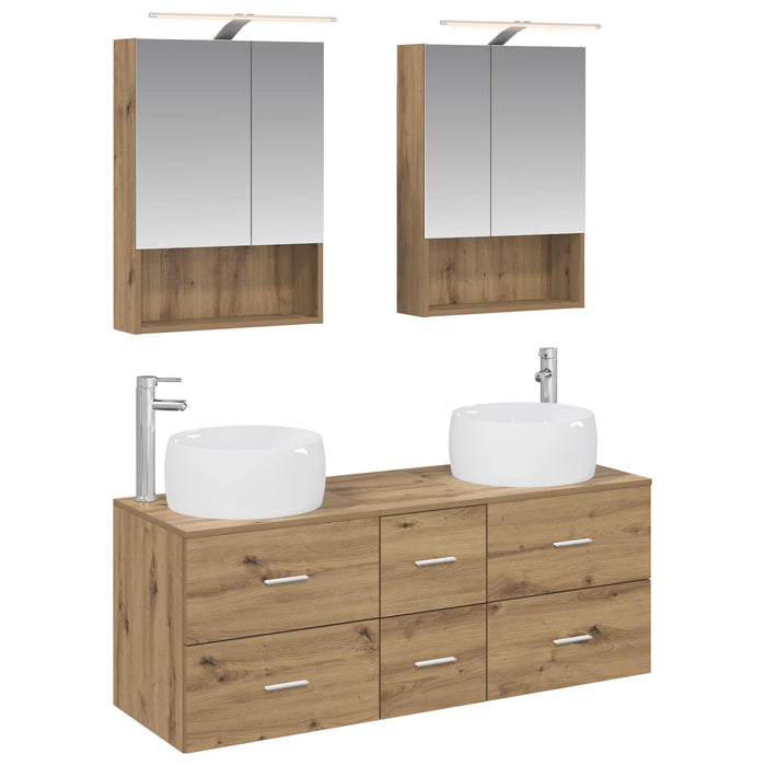 Set de mobilier pentru baie 5 pcs Stejar Artizanal WALTI
