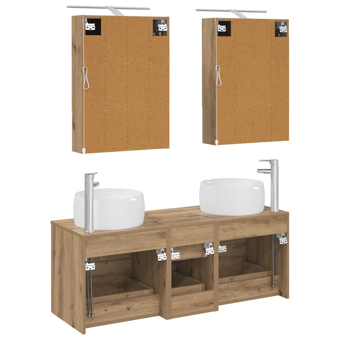 Set de mobilier pentru baie 5 pcs Stejar Artizanal WALTI