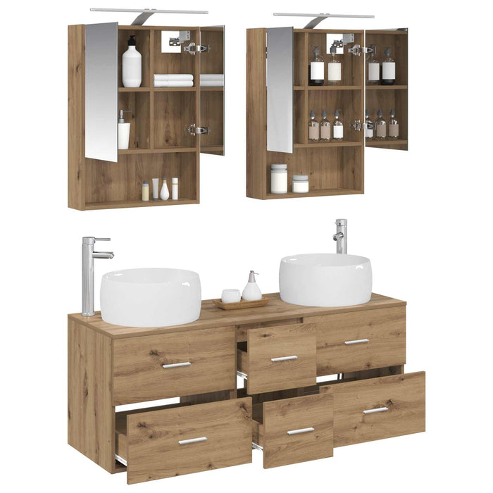Set de mobilier pentru baie 5 pcs Stejar Artizanal WALTI