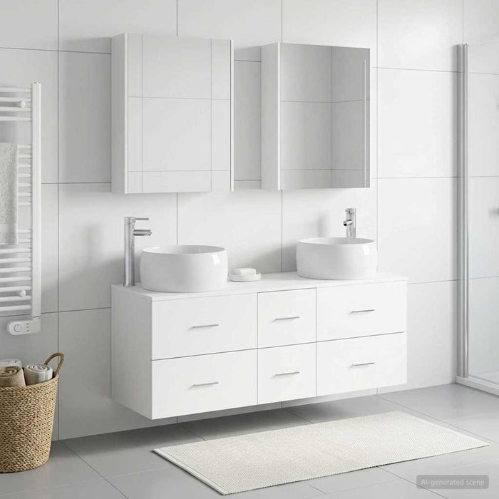 Set de mobilier pentru baie 5 pcs Alb Lemn prelucrat și sticlă WALTI
