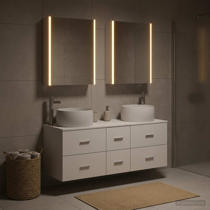 Set de mobilier pentru baie 5 pcs Alb Lemn prelucrat și sticlă WALTI