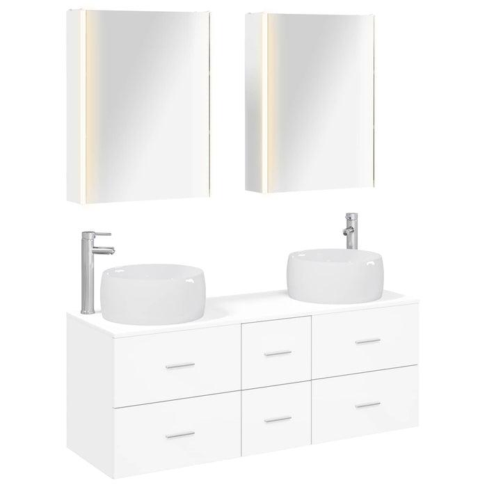 Set de mobilier pentru baie 5 pcs Alb Lemn prelucrat și sticlă WALTI