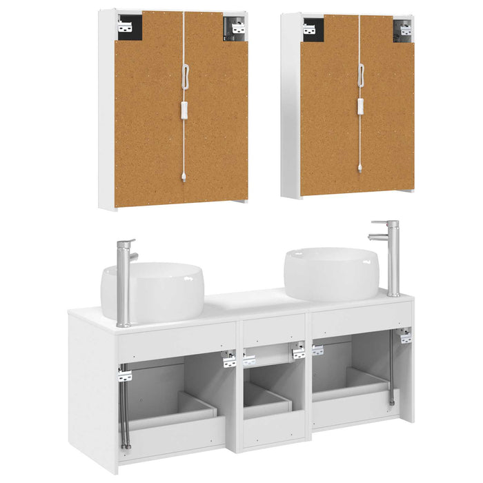 Set de mobilier pentru baie 5 pcs Alb Lemn prelucrat și sticlă WALTI