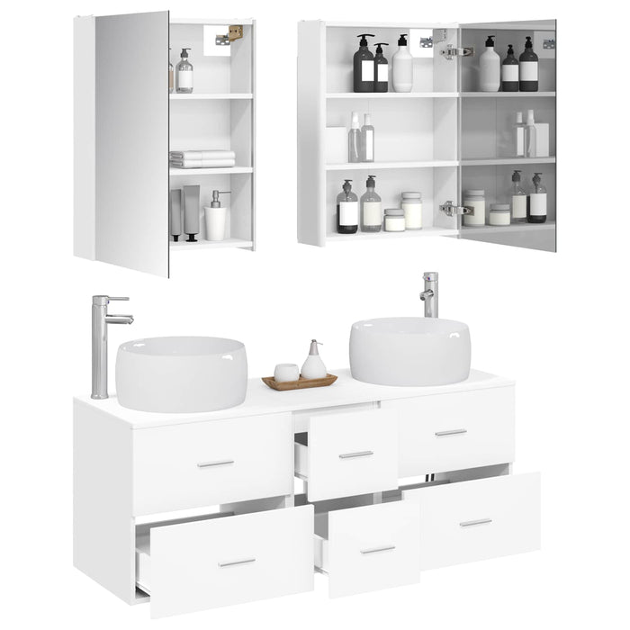 Set de mobilier pentru baie 5 pcs Alb Lemn prelucrat și sticlă WALTI