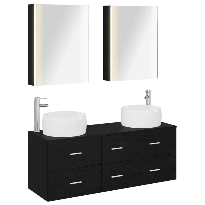 Set de mobilier pentru baie 5 pcs Stejar Negru WALTI