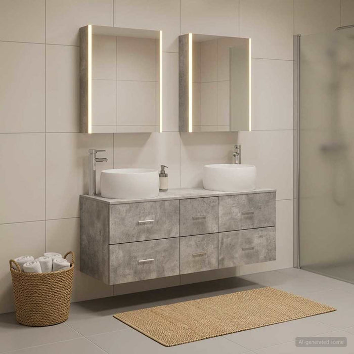 Set de mobilier pentru baie 5 pcs Gri Beton WALTI