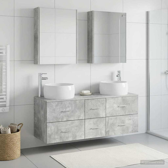 Set de mobilier pentru baie 5 buc. Gri Beton - WALTI WALTI