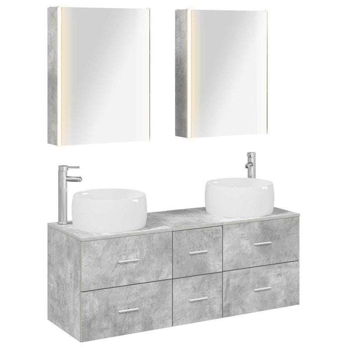 Set de mobilier pentru baie 5 pcs Gri Beton WALTI