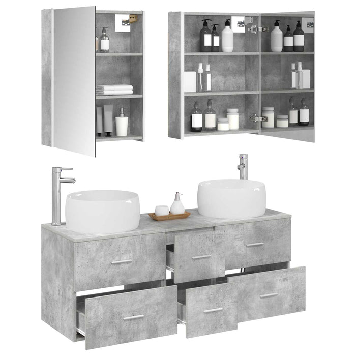 Set de mobilier pentru baie 5 pcs Gri Beton WALTI