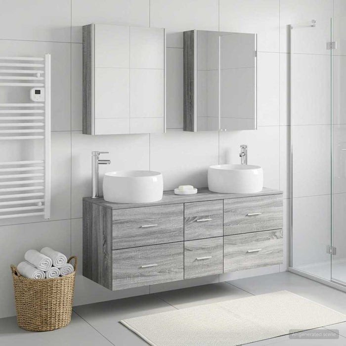 Set de mobilier pentru baie 5 buc. Sonoma gri WALTI