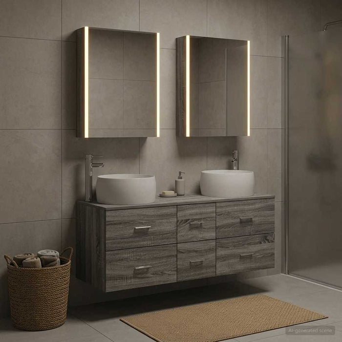 Set de mobilier pentru baie 5 buc. Sonoma gri WALTI