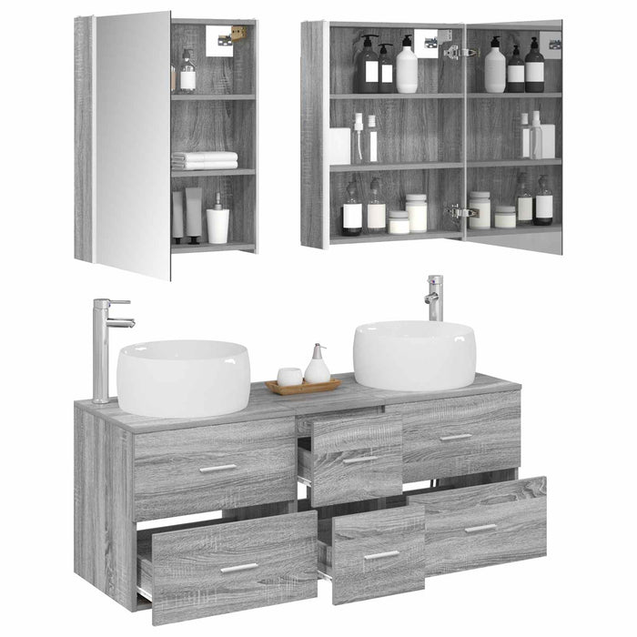 Set de mobilier pentru baie 5 pcs Sonoma gri WALTI