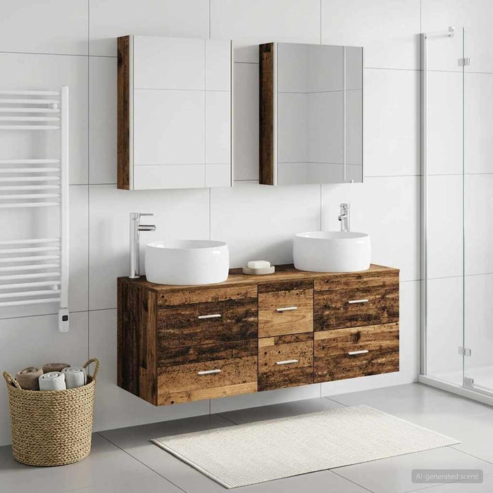 Set de mobilier pentru baie 5 buc. Lemn vechi - WALTI WALTI
