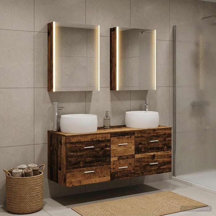 Set de mobilier pentru baie 5 buc. Lemn vechi - WALTI WALTI