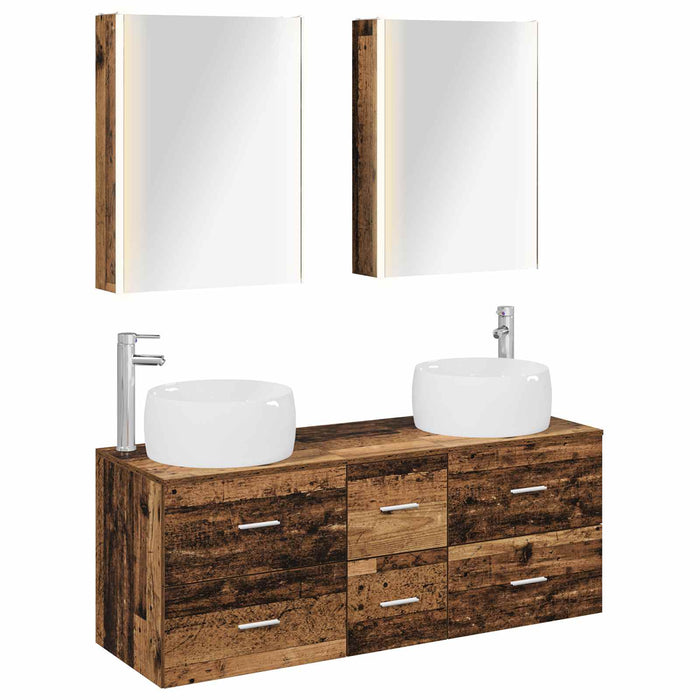 Set de mobilier pentru baie 5 pcs Lemn vechi WALTI