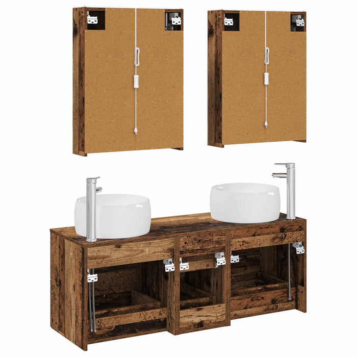Set de mobilier pentru baie 5 pcs Lemn vechi WALTI