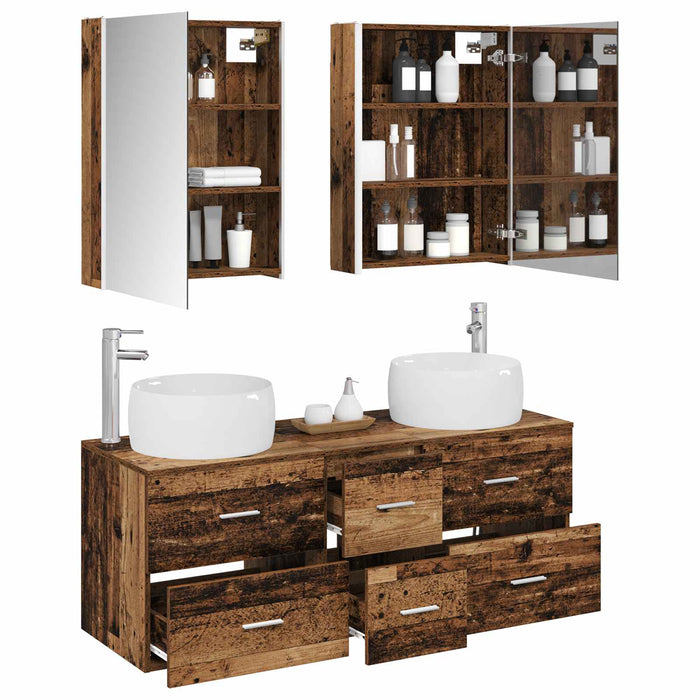 Set de mobilier pentru baie 5 pcs Lemn vechi WALTI