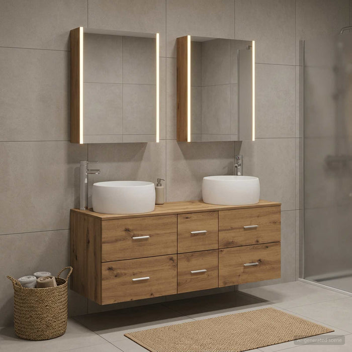 Set de mobilier pentru baie 5 buc. Stejar Artizanal WALTI